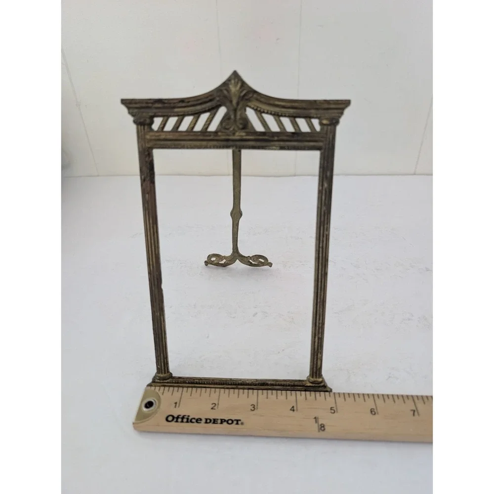 Antique c.1900 Cast Brass Architectural 4x6 Frame #731 Original Easel No Glass